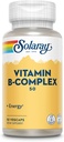 SOLARAY Vitamin B Complex 50 mg - Cellular Energy Vitamins - Metabolism and Nerve Health Support with Vitamin B12, Vitamin B1, B6, Niacin, Folic Acid, Biotin and Other B Vitamins - Vegan, 50 VegCaps