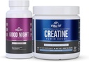 Good Night Natural Sleep Aid (60 Capsules) & Micronized Creatine Monohydrate Powder (150g) Bundle – Natural Sleep Support with Melatonin, Ashwagandha & L-Theanine, Plus Pure Vegan Creatine for Enhance