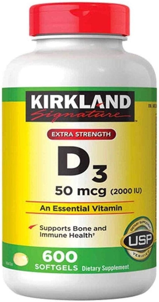 Kirkland Signature Extra Strength D3 50 mcg, 600 Softgels