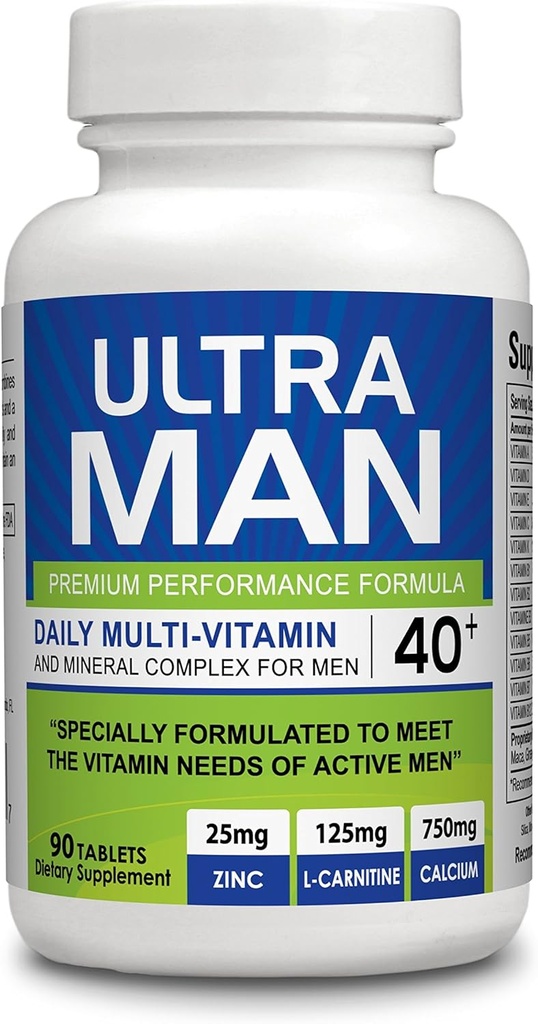 Ultra Man - Multi-Vitamins 90 Tablets - Premium Performance Formula 100% Natural - Multivitamins for Man - Dietary Supplement
