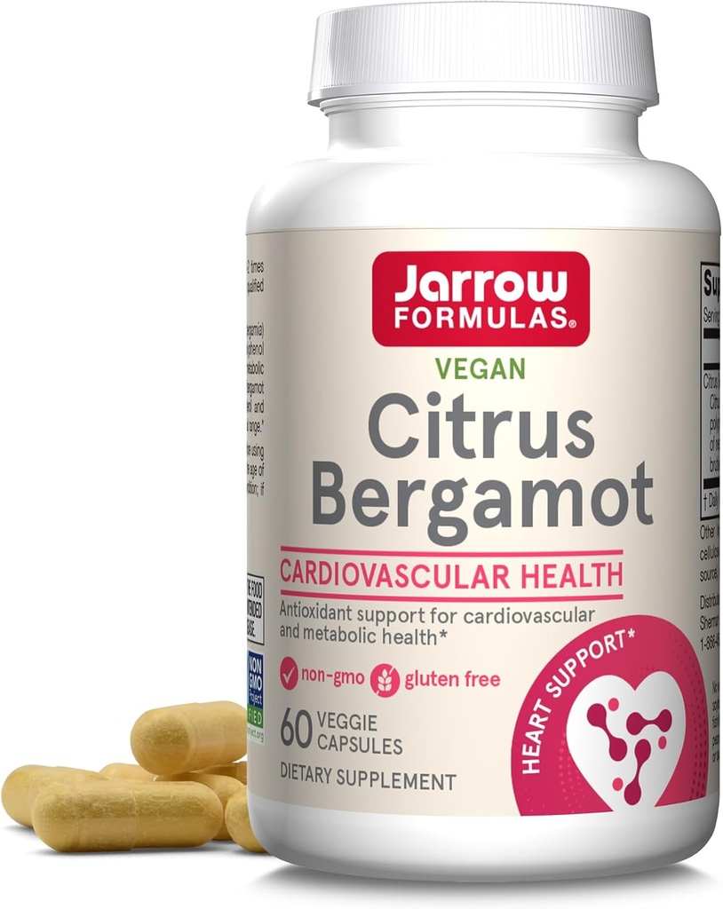 Jarrow Formulas Citrus Bergamot 500 mg - 60 Servings (Veggie Caps) - Antioxidant Support for Cardiovascular & Metabolic Health - Dietary Supplement - Gluten Free - Use QH-Absorb