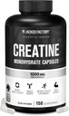 Jacked Factory Creatine Monohydrate Capsules - Creatine Pills for Muscle Growth, Increased Strength, Enhanced Energy Output and Improved Athletic Performance - 150 Capsules