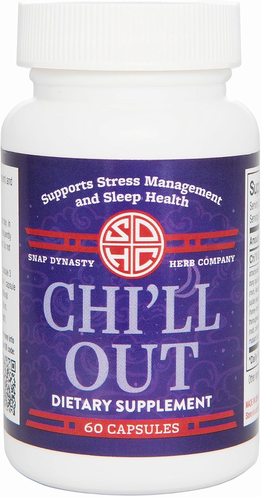 Snap Dynasty Chi’ll Out - 60ct Capsules, Pack of 1 - Plant Based Supplement, Non Sedative Support for Sleep & Stress, Naturally Support Sleep Health & Stress Management