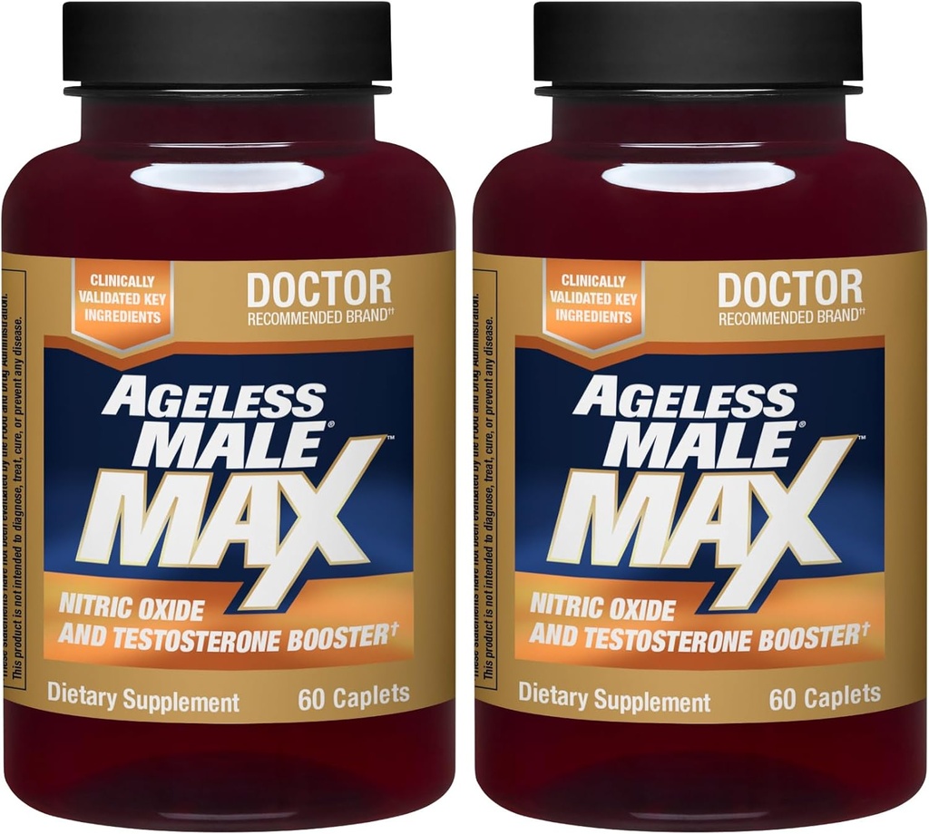 Ageless Male Max Total Testosterone Booster Supplement for Men, 120 Caplets