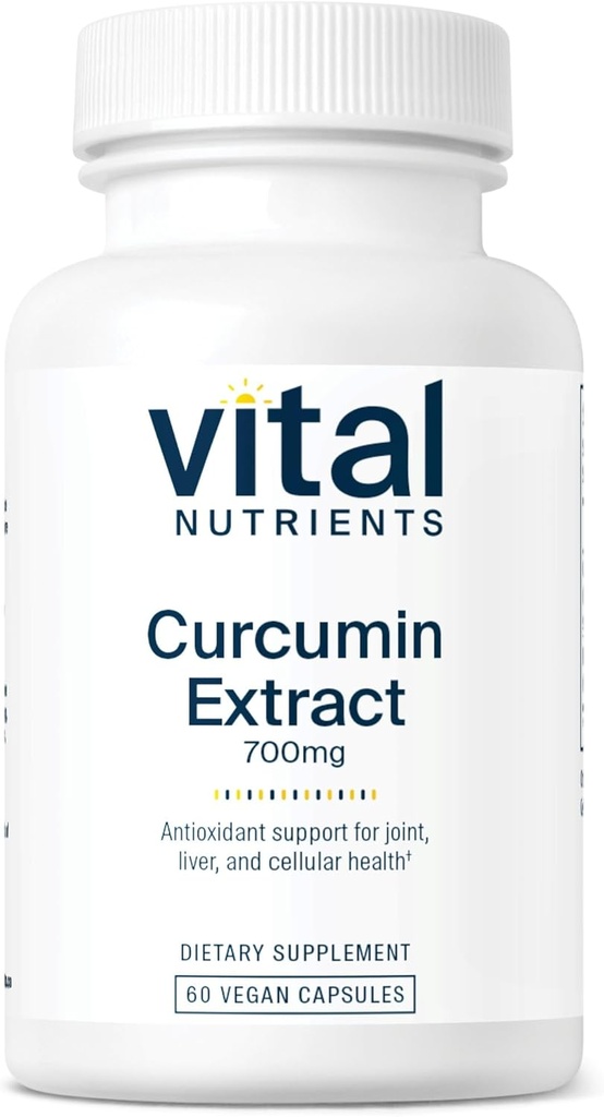 Vital Nutrients Curcumin Extract 700mg | Vegan Curcumin Supplements with Black Pepper Extract | Antioxidant Support for Joint, Liver, and Cellular Health* | Gluten, Dairy, Soy Free | 60 Capsules