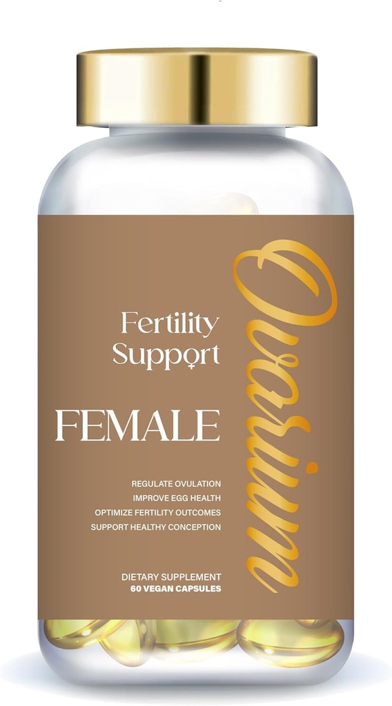 Ovarium® Fertility Support Supplement - Female Blend - Vegan Multivitamin w/Black Tea Extract, DHA, Omega-3, Chasteberry, & Folate - Supports Healthy Conception & Improves Egg Health (60 Capsules)