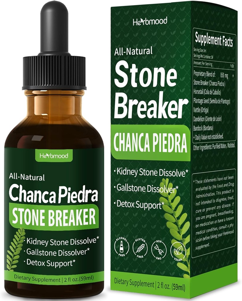 Chanca Piedra Stone Breaker Drops for Kidney Stones & Gallstone Dissolver, Horsetail Extract Kidney Cleanse Detox & Repair, Gotas de Cola de Caballo y ChancaPiedra para Los Riñones. 2 oz