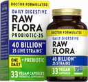 Nature's Truth Raw Flora Probiotic with Prebiotics | 40 Billion CFU | Daily Digestive Vegan Capsules | Gluten Free Supplement for Men and Women