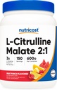 Nutricost L-Citrulline Malate 2:1 (600g) Fruit Punch - Workout Support, Muscle Performance, Nitric Oxide Booster - Fitness Supplement Powder, 75 Servings
