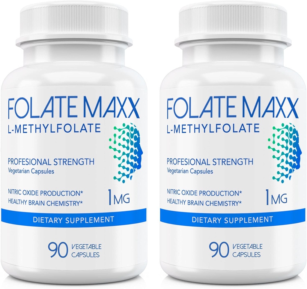 L-Methylfolate Supplement (1mg) - Professional Strength with Optimized Bioactive Methylfolate - 5 MTHF - Non-GMO, Gluten Free, Soy Free, GMP - 180 Vegetarian Unflavored Capsules