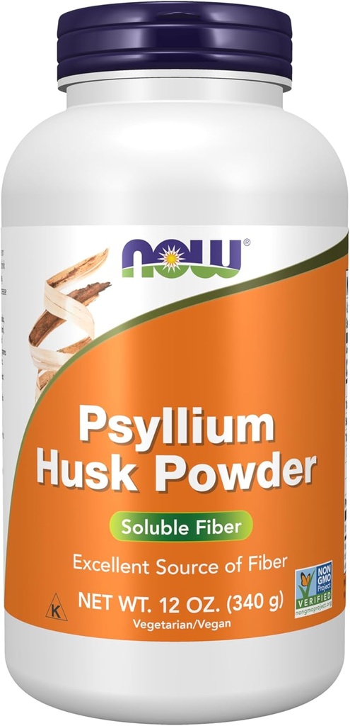 NOW Foods Supplements, Psyllium Husk Powder, Non-GMO Project Verified, Soluble Fiber, 12-Ounce