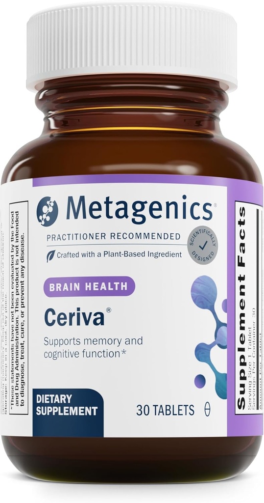 Metagenics Ceriva - Cognitive & Memory Support Formula with Huperzine A* - Supports Focus, Recall & Brain Health* - Non‑GMO, Gluten‑Free