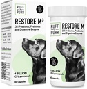 Ruff & Purr Probiotics for Dogs – 3-in-1 Probiotics, Prebiotics and Digestive Enzymes for Gut Health, Immune Support, Healthy Skin and Coat – Clinically Studied DE111 & PreforPro