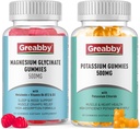 Potassium Gummies & Magnesium Gummies, Potassium Chloride 500mg, Magnesium Glycinate 500mg, Mineral Supplements for Family