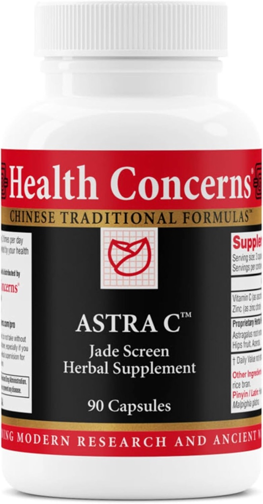 Health Concerns Astra C – Immune Support, Cold Prevention & Antioxidant Formula – Vitamin C, Zinc, Astragalus, Atractylodes, Rose HIPS & Acerola – Natural Chinese Herbal Supplement – 90 Capsules