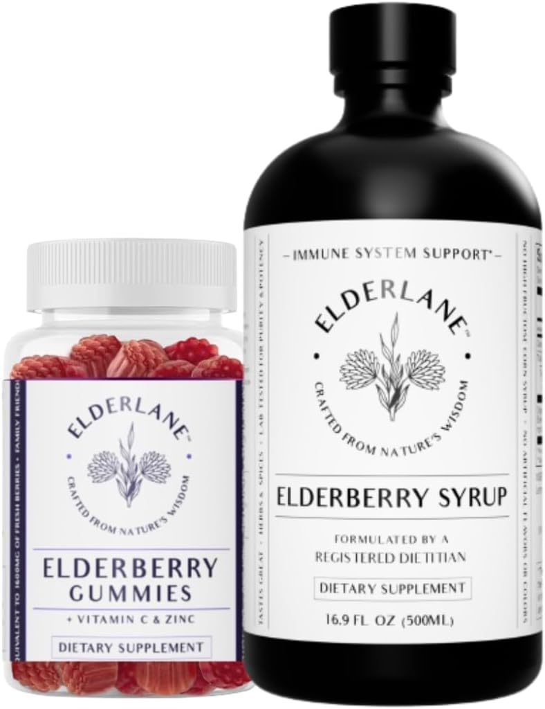 Elderlane Elderberry Syrup and Elderberry Gummies - Formerly RD Naturals - Immune Support Supplement for Adults and Kids - 16.9 Oz Syrup and 60ct Gummies