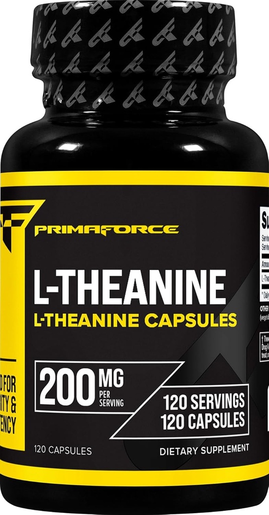 Primaforce L-Theanine Capsules (120 Capsules, 200mg L-Theanine Per Serving) - Theanine Amino Acid Supplement