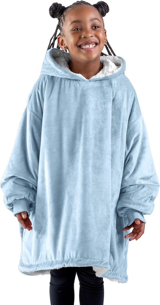 Bare Home Wearable Blanket Hoodie - Soft Plush Sherpa - Warm and Cozy - Oversized Wearable Blanket - Adult & Kid Sizes