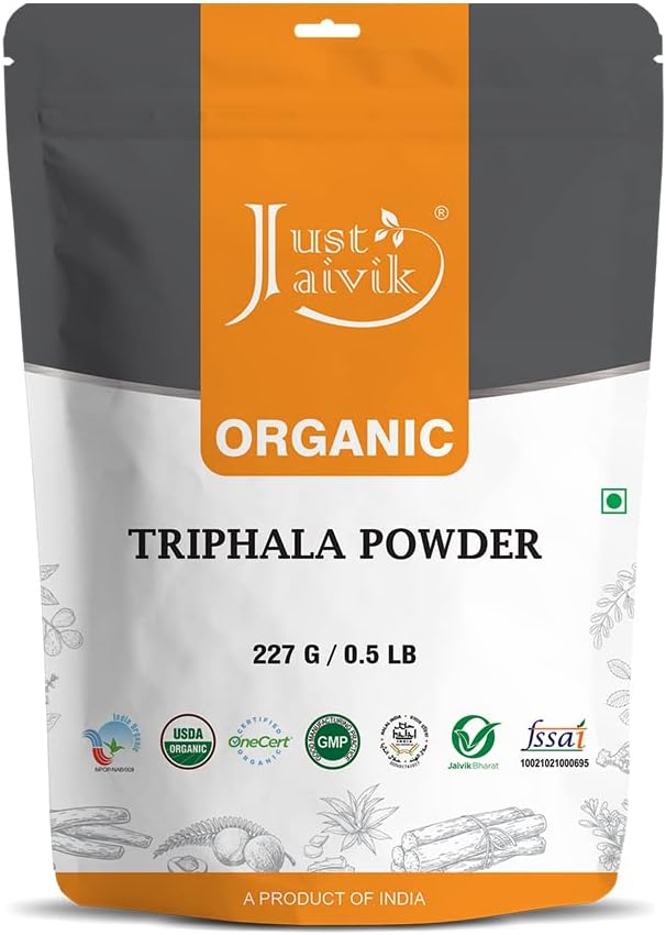 Just Jaivik 100% Organic Triphala Powder 227 gm / 0.5 lb | Supports Immunity & Digestive Functions | Natural Antioxidant | Certified Organic by OneCert Asia