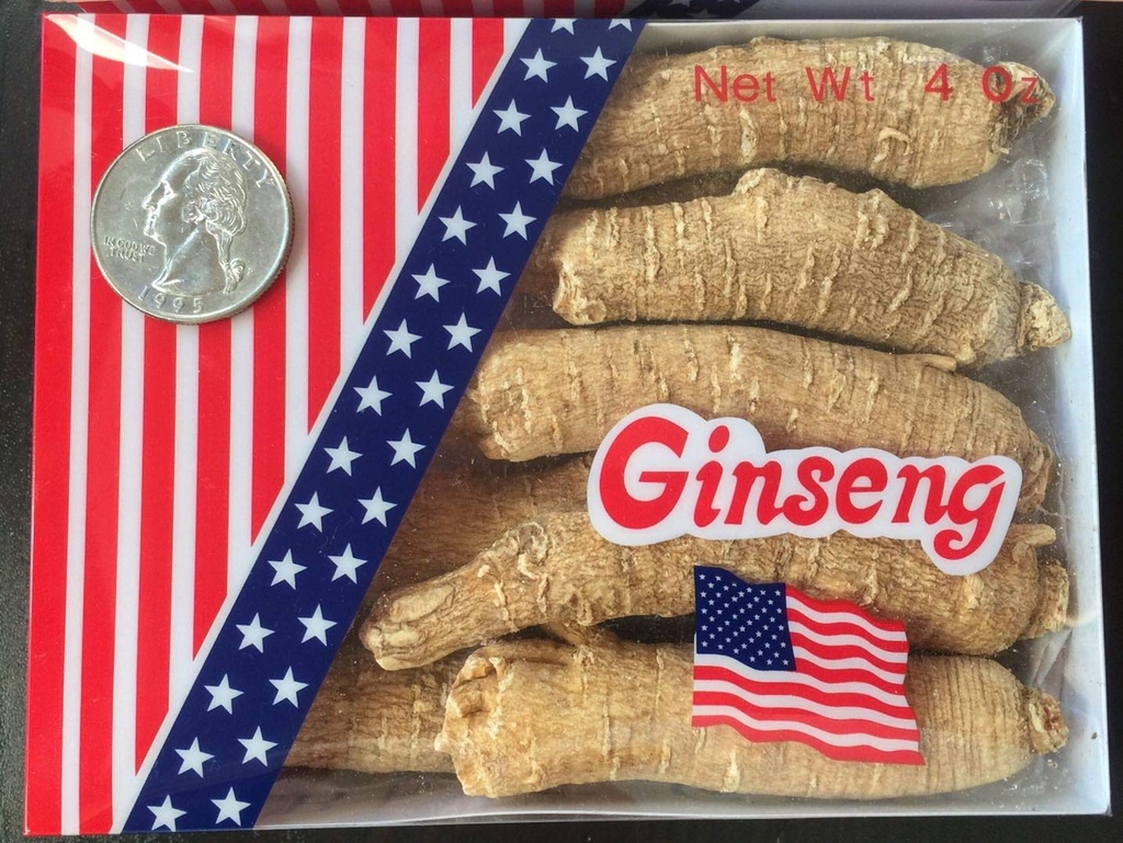 American Ginseng from Wisconsin, Ginseng Root / Ginseng Slice / Ginseng Tea, 4 Ounce (Jumbo Long Roots)