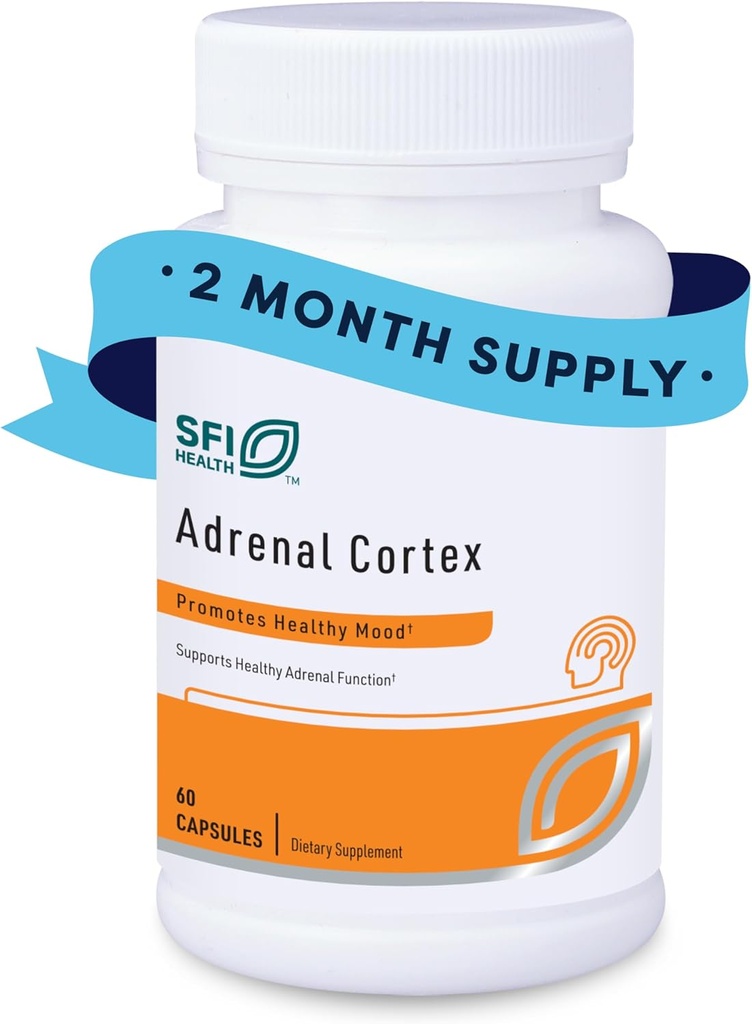 Klaire Labs SFI Health Adrenal Cortex - Targeted Adrenal Support Supplements for Cortisol Health - Purified, BSE-Free Lyophilized Extract from Pasture-Fed Bovine (60 Capsules)