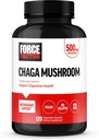 FORCE FACTOR Chaga Mushrooms Capsules, Mushroom Supplement to Support Gut Health and Digestion, Made from Real Mushrooms, Vegan, Non-GMO, 120 Capsules