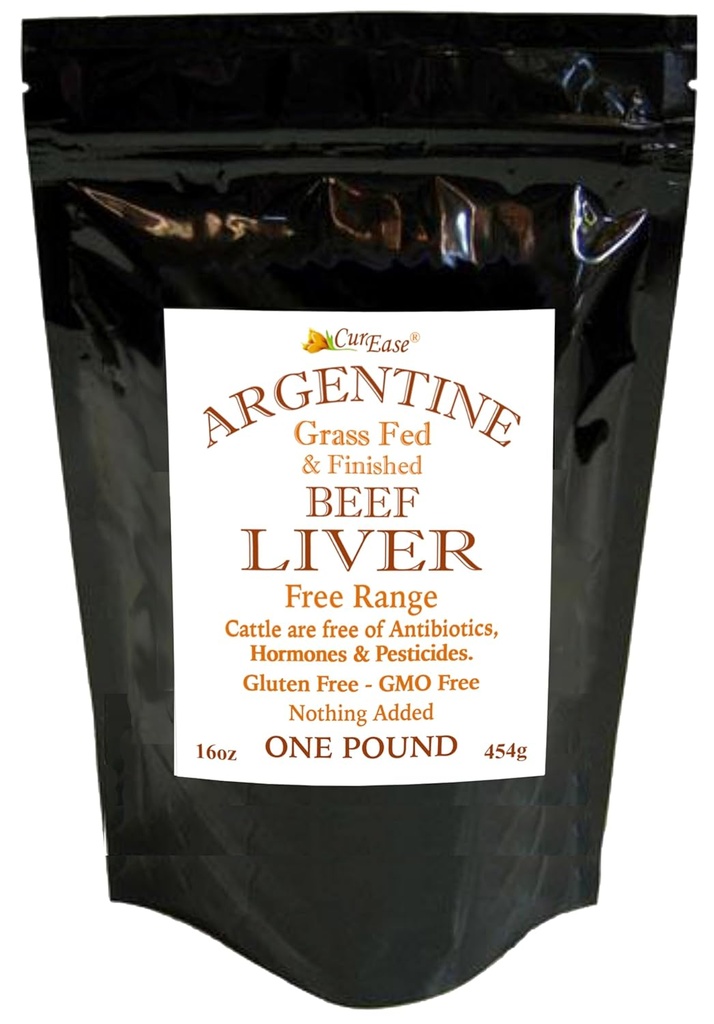 CurEase Argentine Grass Feed Beef Liver Powder Undefatted Desiccated (dried) Pesticide and Hormone Free 1lb One Pound (453grams) 908 Servings