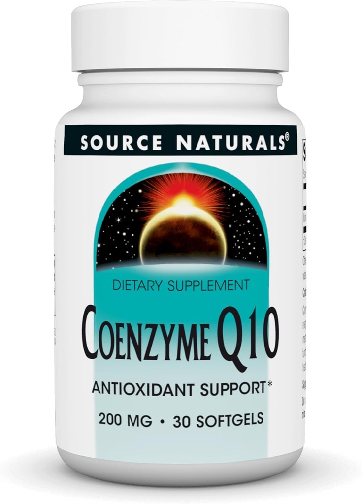 Source Naturals Coenzyme Q10 Antioxidant Support 200 mg for Heart, Brain, Immunity, & Liver Support - 30 Softgels