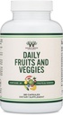 Fruits and Veggies Supplement (Daily Blend of 49 Different Fruits and Vegetables, 23 Veggies and 29 Fruits) 1,500mg Servings, 180 Capsules (No Fillers, Vegan Safe, Non-GMO) by Double Wood