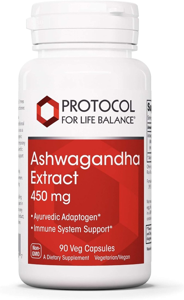 Protocol Ashwagandha 450mg - Immune Support, Ayurvedic Adaptogen - 90 Veg Caps