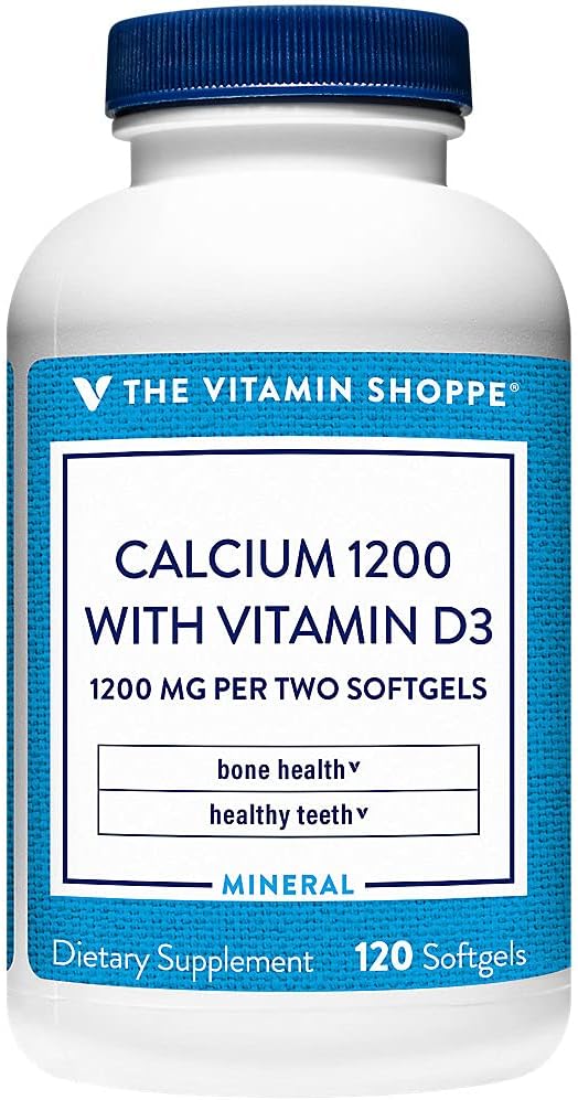 Calcium (Carbonate) 1200mg – Mineral Essential for Healthy Bones & Teeth, 100% Daily Value – Added 400IU Vitamin D to Aid in Absorption (120 Softgels) by The Vitamin Shoppe