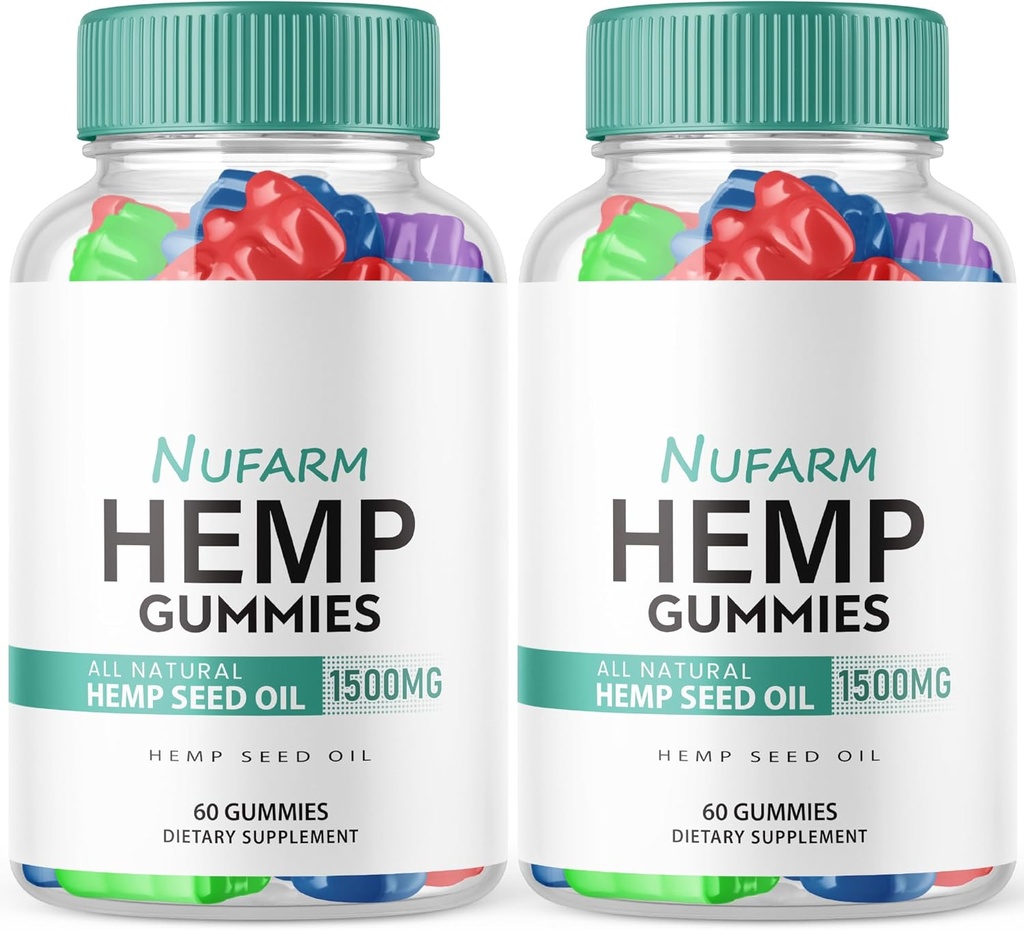 (2 Pack) Nufarm Hemp Gummies - Official Formula - NewFarm Gummies with Performance Hemp Extract, Nu Farm Gummies Great Taste, Bio Heal Big Size Gummy, New 2023 1500mg Per Bottle New (120 Gummies)