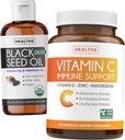 Black Seed Oil Liquid & Immune Support (2-Month Supply) Immune Maximiser Bundle - Black Seed Oil Liquid (16fl.oz) Premium Cold-Pressed Clack Cumin Seed Oil & Vitamin C Immune Support (120 Veg Caps)