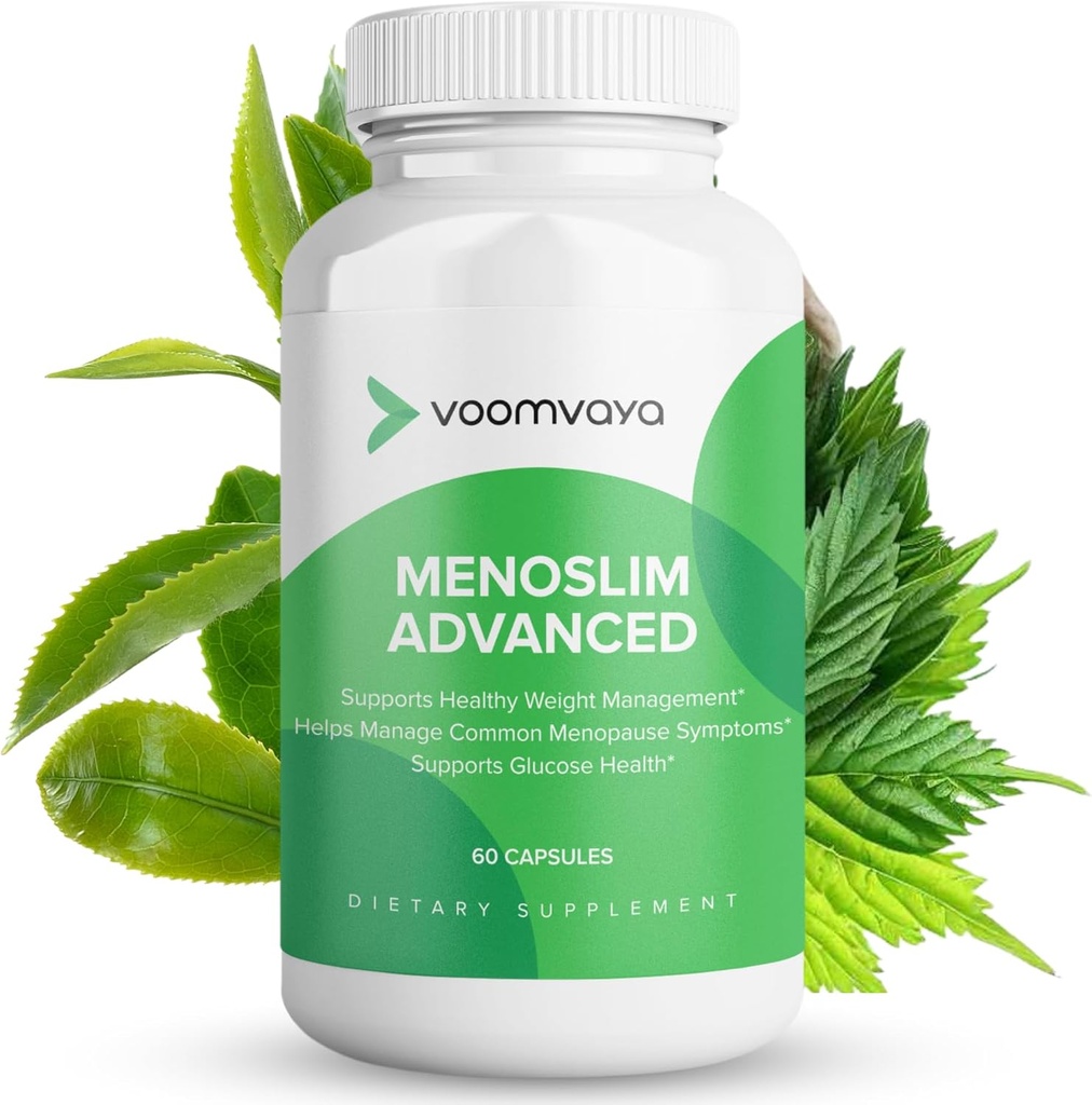 VoomVaya MenoSlim Advanced Menopause Weight Loss for Women - Menopause & Perimenopause Supplements for Women - Estrogen Supplement & Menopause Relief for Hot Flashes, Bloating, Energy - 60 Capsules