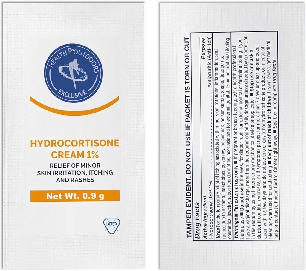 Soothing Hydrocortisone Cream 1%, 48 Individual Packets, for Skin Irritation, Rashes, Itching and Minor Pain Relief