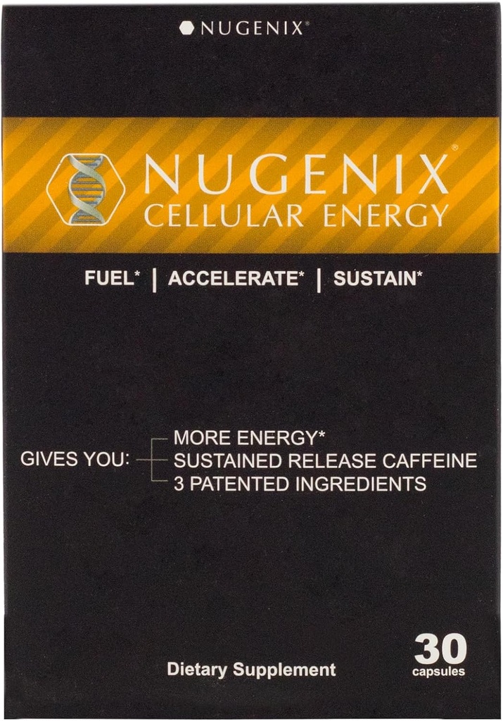 Nugenix Cellular Energy - Energy Supplements - L-Carnitine and L-Tartrate, elevATP, Extended Release Caffeine, L-Tyrosine, 30 Count