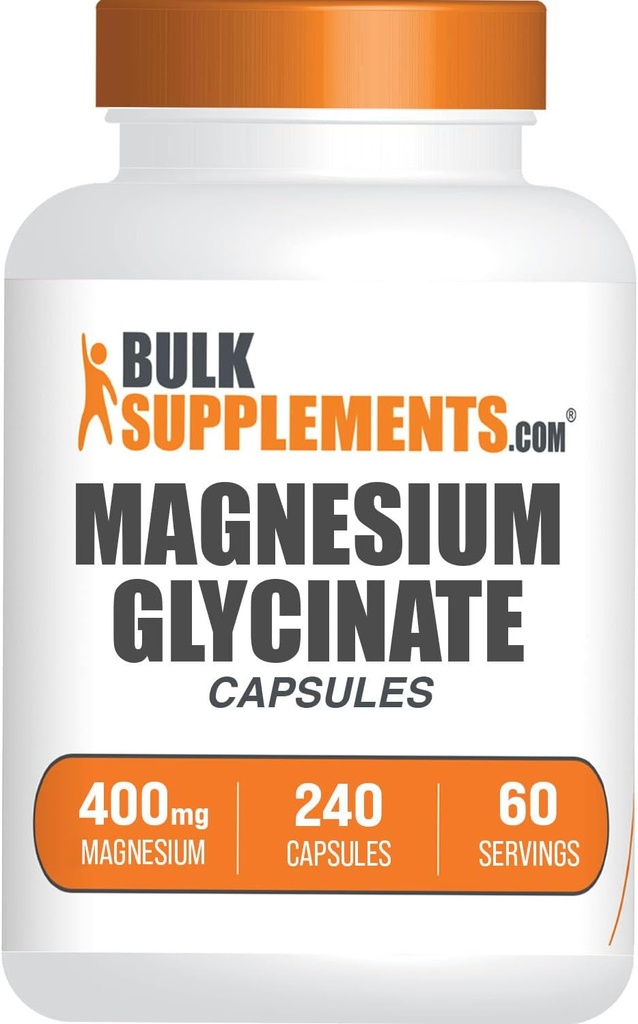 BulkSupplements.com Magnesium Glycinate Capsules - Magnesium Supplement, Highly Absorbed Form - Gluten Free, 4 Capsules per Serving (400mg), 240 Count (Pack of 1)