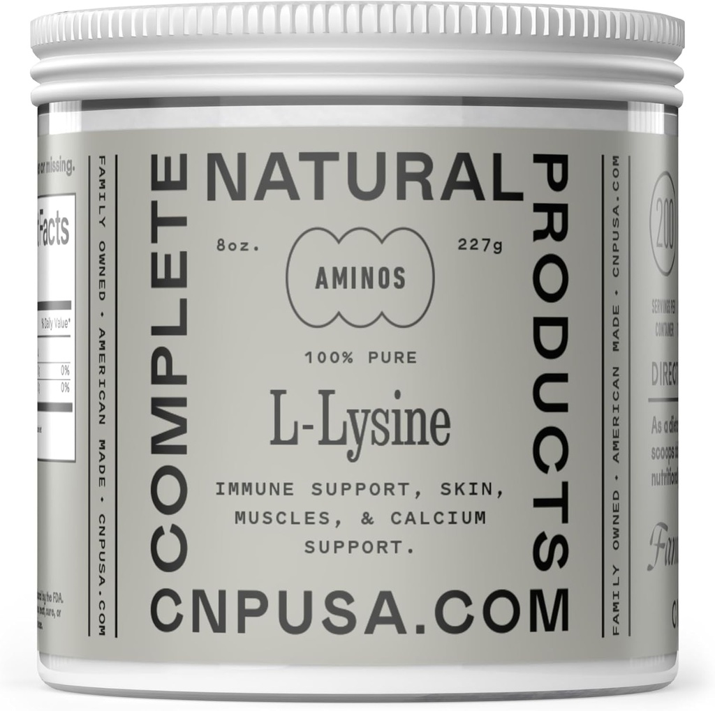 L-Lysine Powder Supplement - Bulk L-Lysine 8oz, 200 Servings