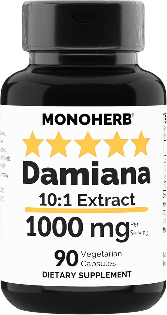 MONOHERB Damiana Extract 1000 mg - 90 Vegetarian Capsules