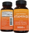Viva Naturals Vitamin D3 5000 IU Softgels, 360 Count (125 mcg), Supports Bone & Immune Health, High Potency Vitamin D