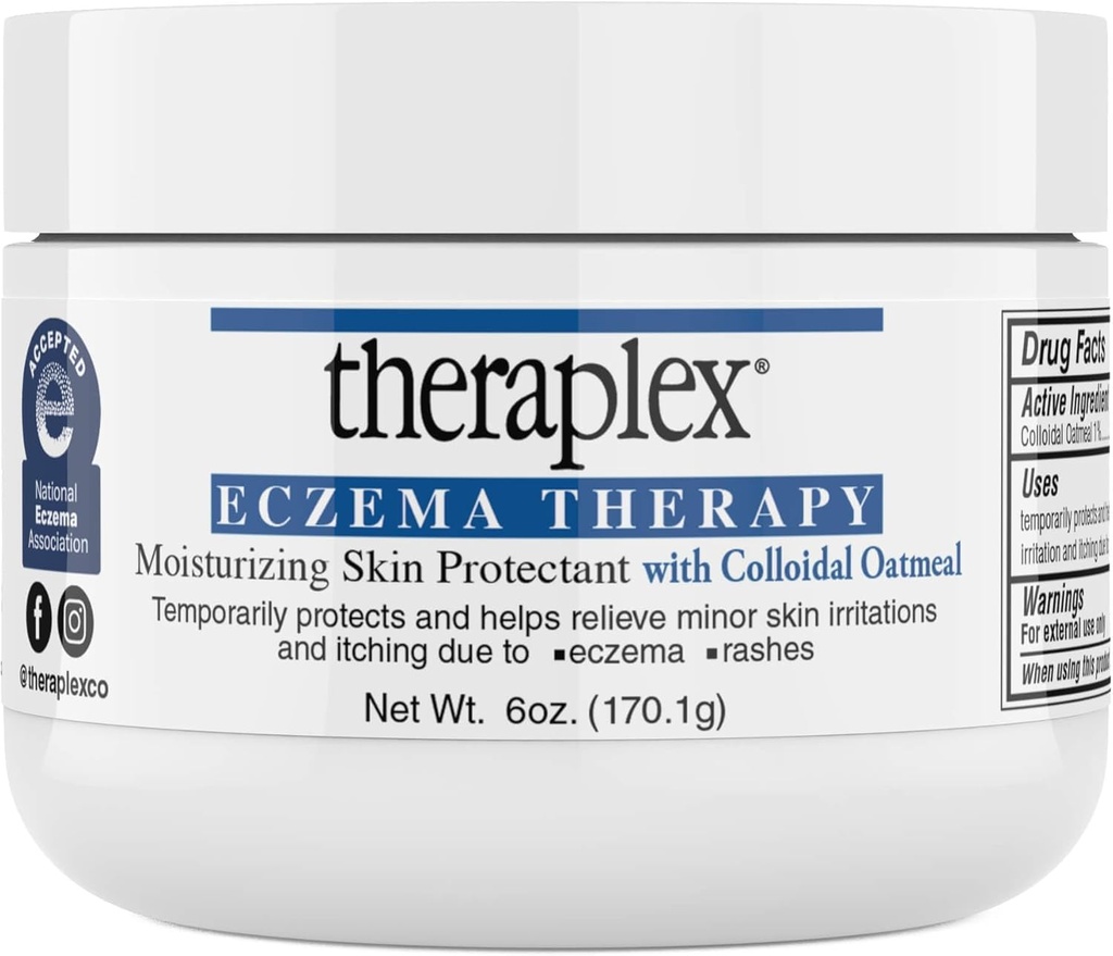 Theraplex Eczema Therapy (6 oz) - Moisturizing Skin Protectant with Natural Colloidal Oatmeal, Noncomedogenic, and Hypoallergenic, Fragrance-Free - National Eczema Association Seal of Approval
