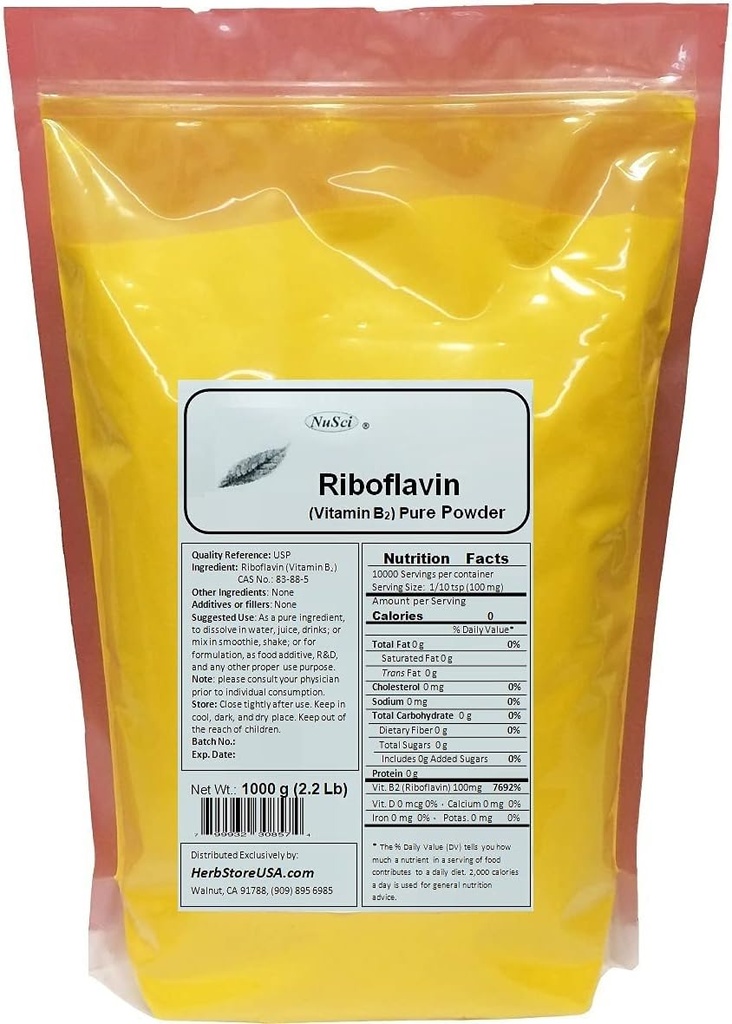 Vitamin B2 Riboflavin Pure Powder Energy (1000 Grams (2.2 lb))