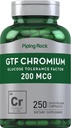Piping Rock GTF Chromium 200 mcg | 250 Capsules | Glucose Tolerance Factor Supplement | Non-GMO & Gluten Free