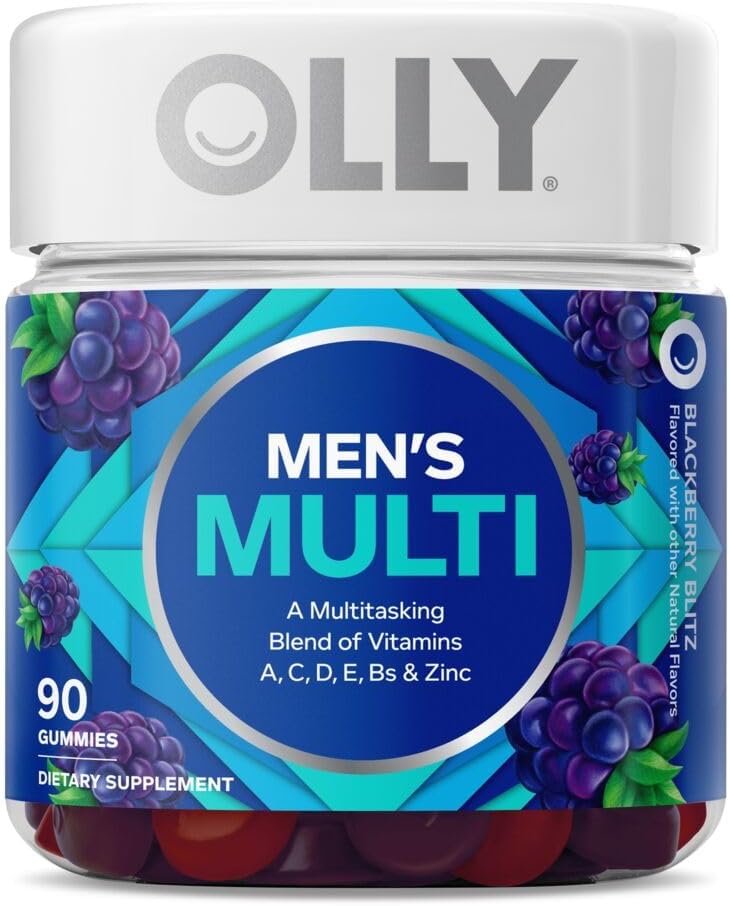 OLLY Laser Focus Gummy, Ginseng, Alpha GPC, B Vitamins, 36 Count & Men's Multivitamin Gummy, Vitamins A C D E B, Zinc, 90 Count