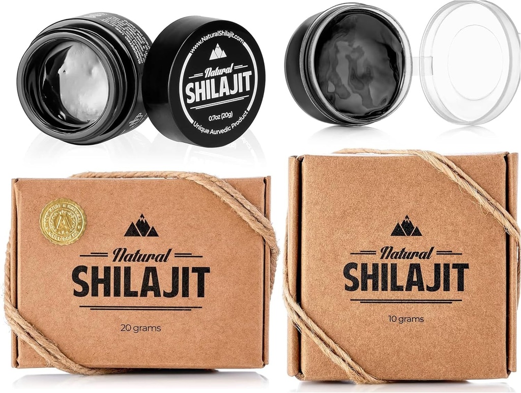NATURAL SHILAJIT Resin - Shilajit Supplement with Fulvic Acid & Trace Minerals, Plant Based Nutrients for Energy, Immune Support & Vitality - 20 Gram & 10 Gram