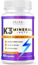 ZELSO K3 Mineral Weight Loss Pills for Women and Men, K3 Mineral Pills - K3 Salt Mineral, Vitamin + K3 Capsules Supplement for Keto Weight Loss - 1 Month Supply