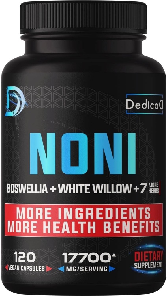 20:1 Noni Capsules 17700mg - Supplement for Immune, Muscle & Digestion Support -10in1 Added Boswellia, Elderberry, Turmeric, Ginger & More - 120 Vegan Capsules, Non-GMO & Gluten-Free