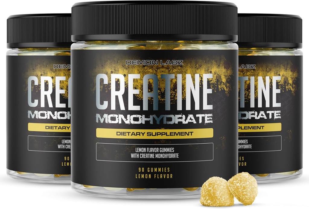 Creatine Monohydrate - Gummies with Lemon Flavor (90 Count (Pack of 3))