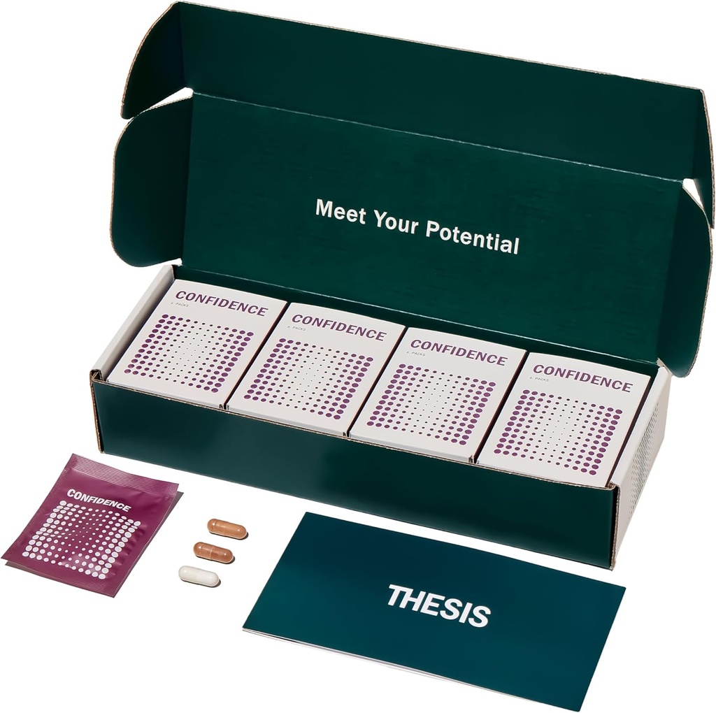 Thesis Confidence - Nootropic Brain Support Supplement - Soothe Nerves & Promotes Emotional Well-Being - Ashwagandha, Saffron, L-Theanine & More - 24 Servings - 1 Month Supply