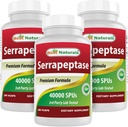 Best Naturals Serrapeptase 40000 SPUs 180 Capsules (180 Count (Pack of 3))